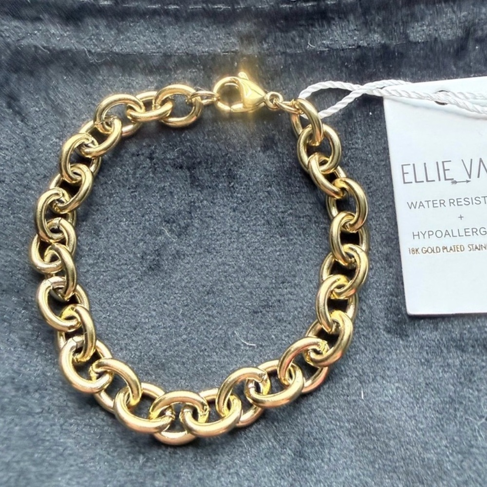Real 18k - Steel Water Resistant Rolo Chain Link Bracelet Anti Tarnish Summer 6”